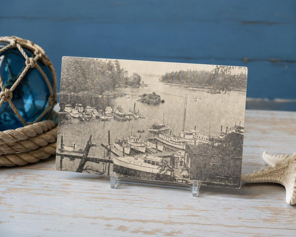 Vintage Canoe Cove B.C. Postcard  Real Photo by Halkett  Sidney British Columbia Harbor Scene