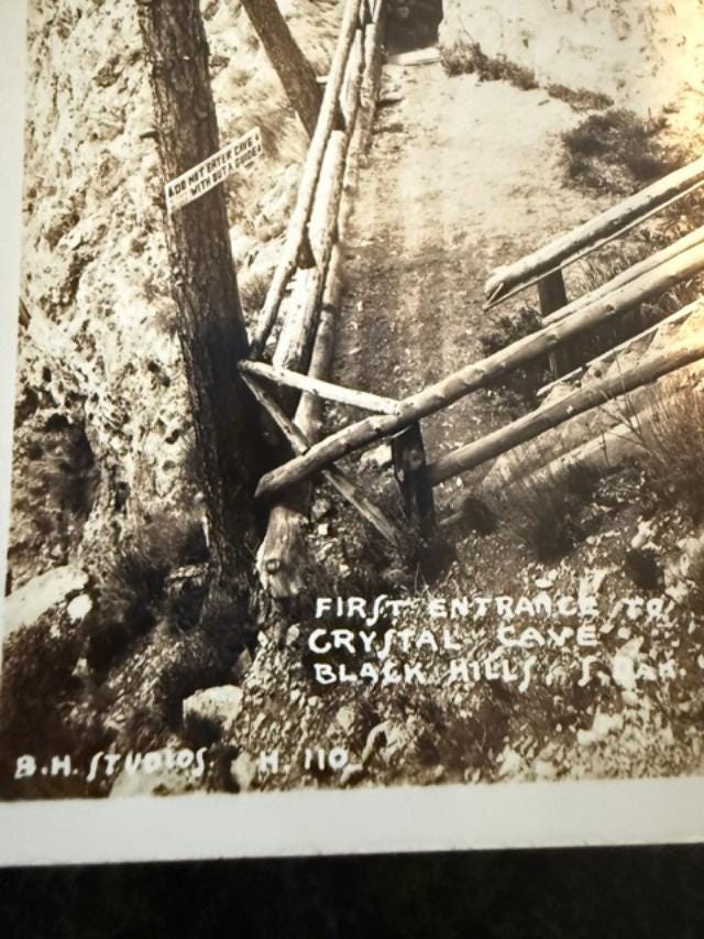 Crystal Cave Black Hills SD Postcard First Entrance Unposted