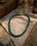 Turquoise Color Bead Necklace Silver Tone Spacer Beads Hook Clasp 16 Inch