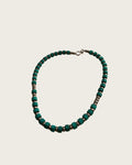 Turquoise Color Bead Necklace Silver Tone Spacer Beads Hook Clasp 16 Inch