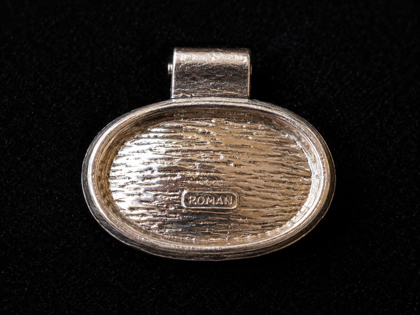 Vintage Roman Signed Faux Turquoise Pendant Necklace Silver Tone Southwestern Boho 24 Inch