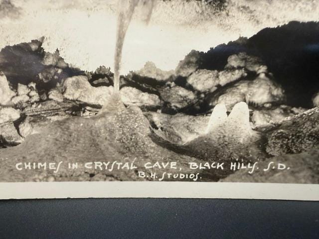 Vintage Crystal Cave Postcard: Black Hills SD Chimes Photo Souvenir