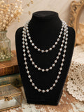 Long Crystal Bead Knotted Cord Necklace  Boho Layering Statement Necklace, Faceted Clear Aurora Beads,