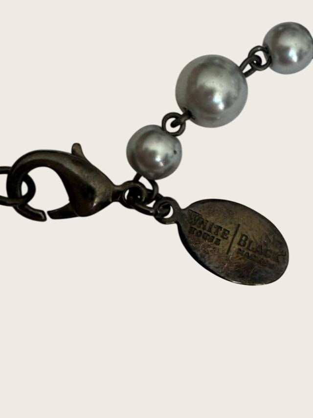 White House Black Market Smoky Gray Glass Bead Long Station Necklace 35"