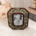 2005 Green Tree Gallery Jeweled Mini Frame: Burgundy Enamel, Rhinestone Filigree (1.75 x 2 Photo)