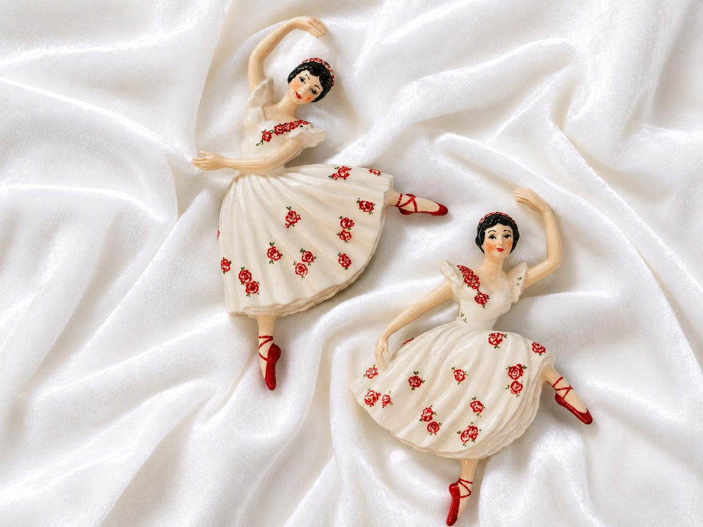 Vintage Ceramic Arts Studio Ballerina Wall Plaques Pair Arabesque Attitude Kitch ceramics