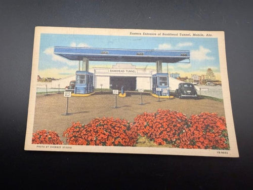 1940s Bankhead Tunnel Mobile Alabama Linen Postcard
