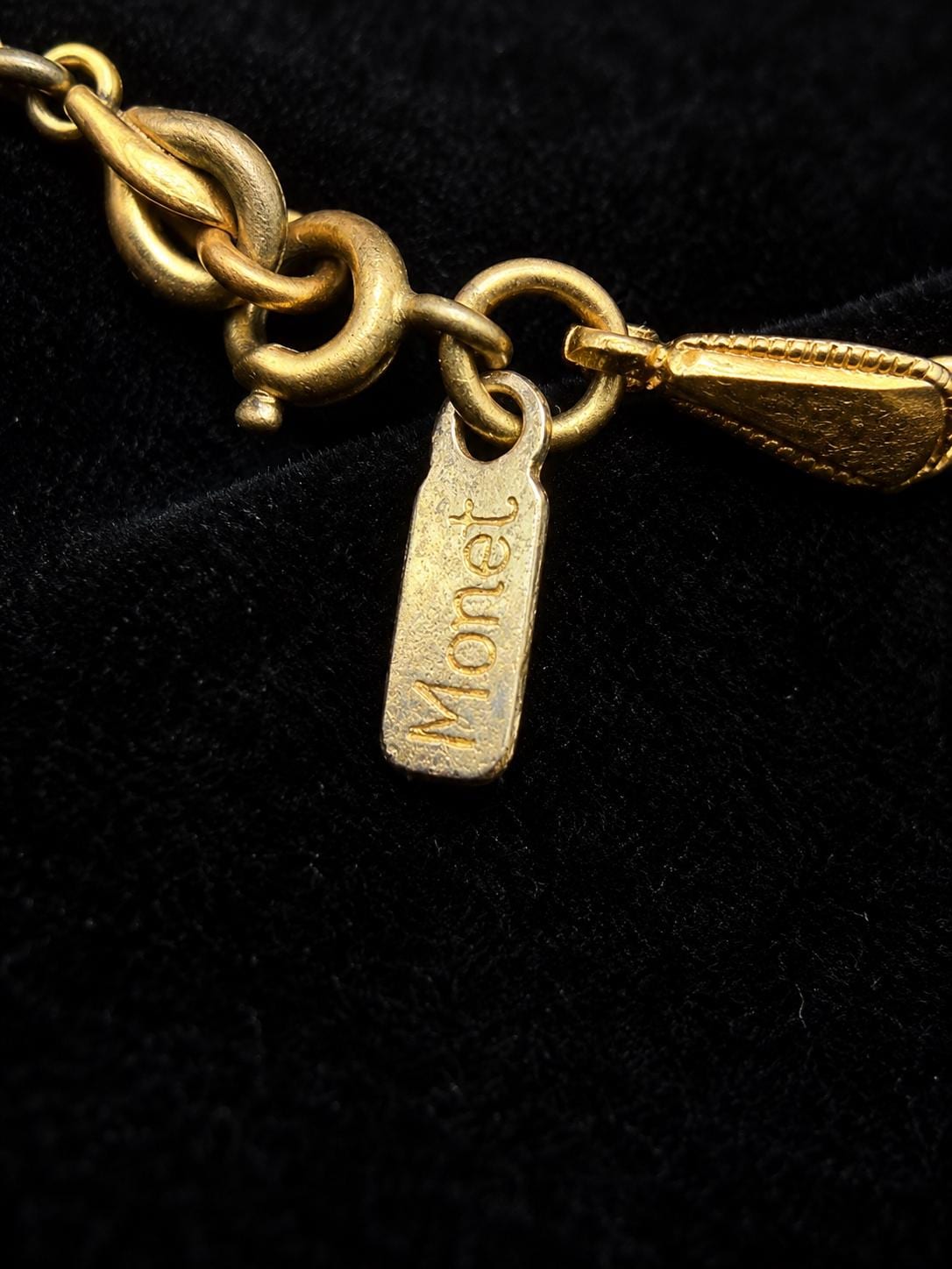 Vintage Monet Gold Tone Choker Necklace 13" Signed Textured Link Chain
