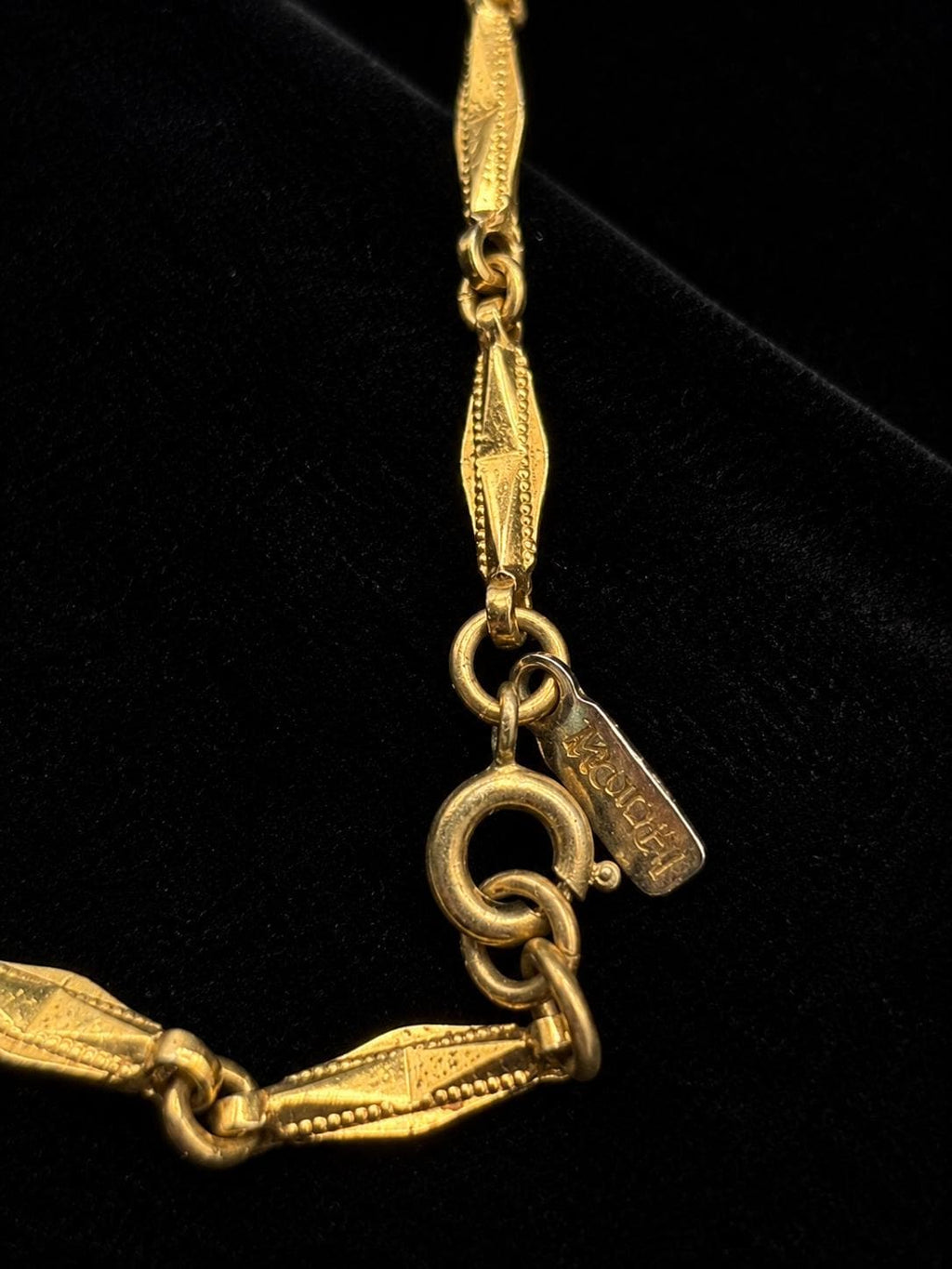 Vintage Monet Gold Tone Choker Necklace 13" Signed Textured Link Chain