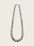 Aurora Borealis Crystal Bead Necklace, Faceted AB Glass Beads, Rainbow Iridescent Costume Jewelry
