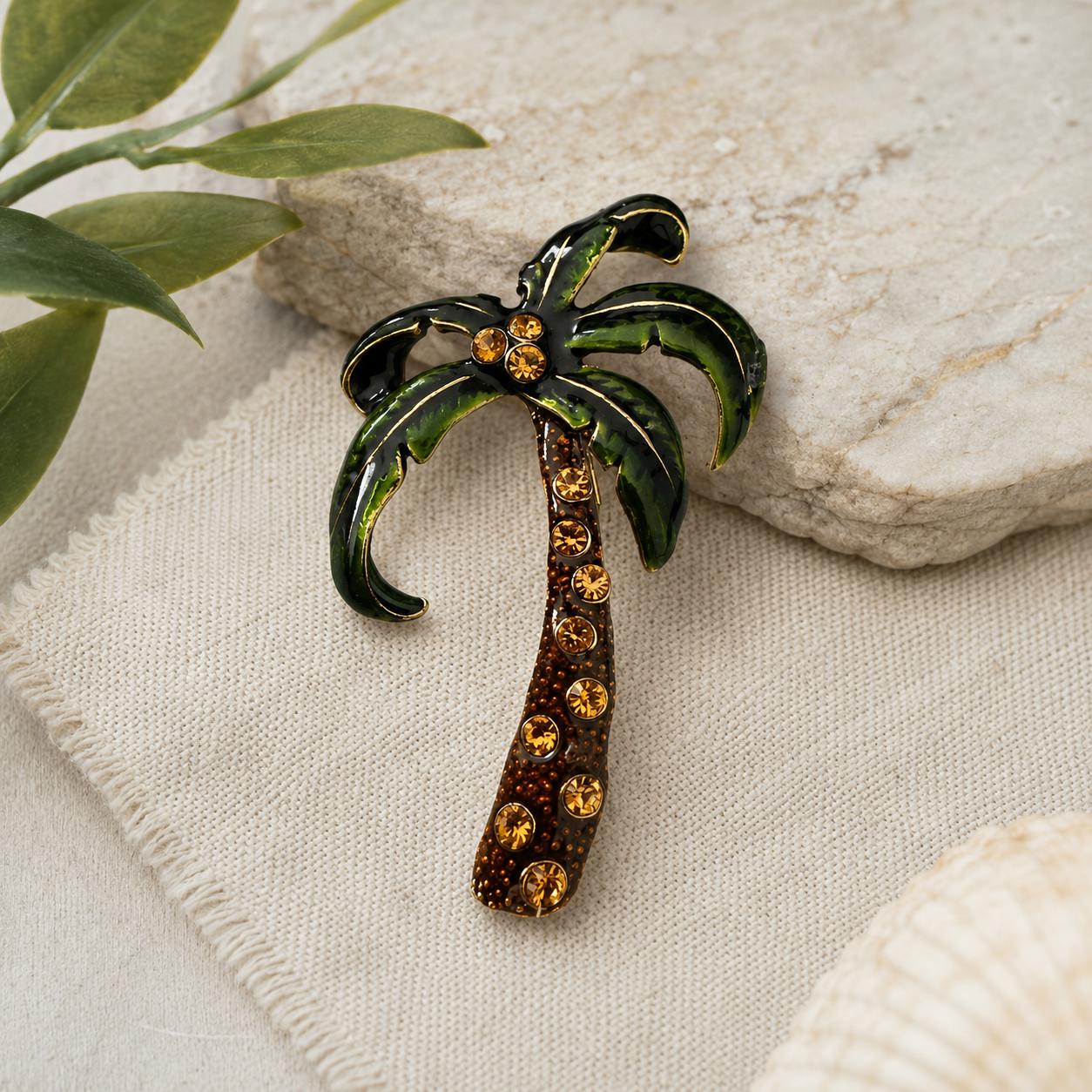 Converted palm tree brooch made from a vintage-style jewelry component; new pin back added
