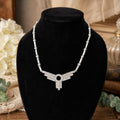Vintage Art Deco Revival Rhinestone Necklace Silver Tone Geometric Statement Necklace