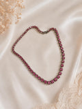 Vintage Pink Rhinestone Choker Necklace Silver Tone 14 Inch Costume Jewelry