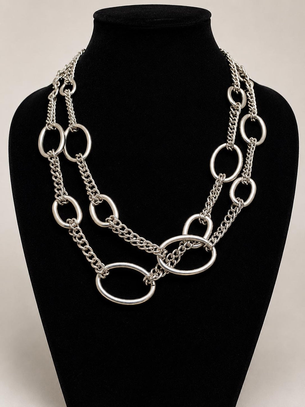 Silver Tone Oval Link Chain Necklace, 43 Inch Costume Jewelry