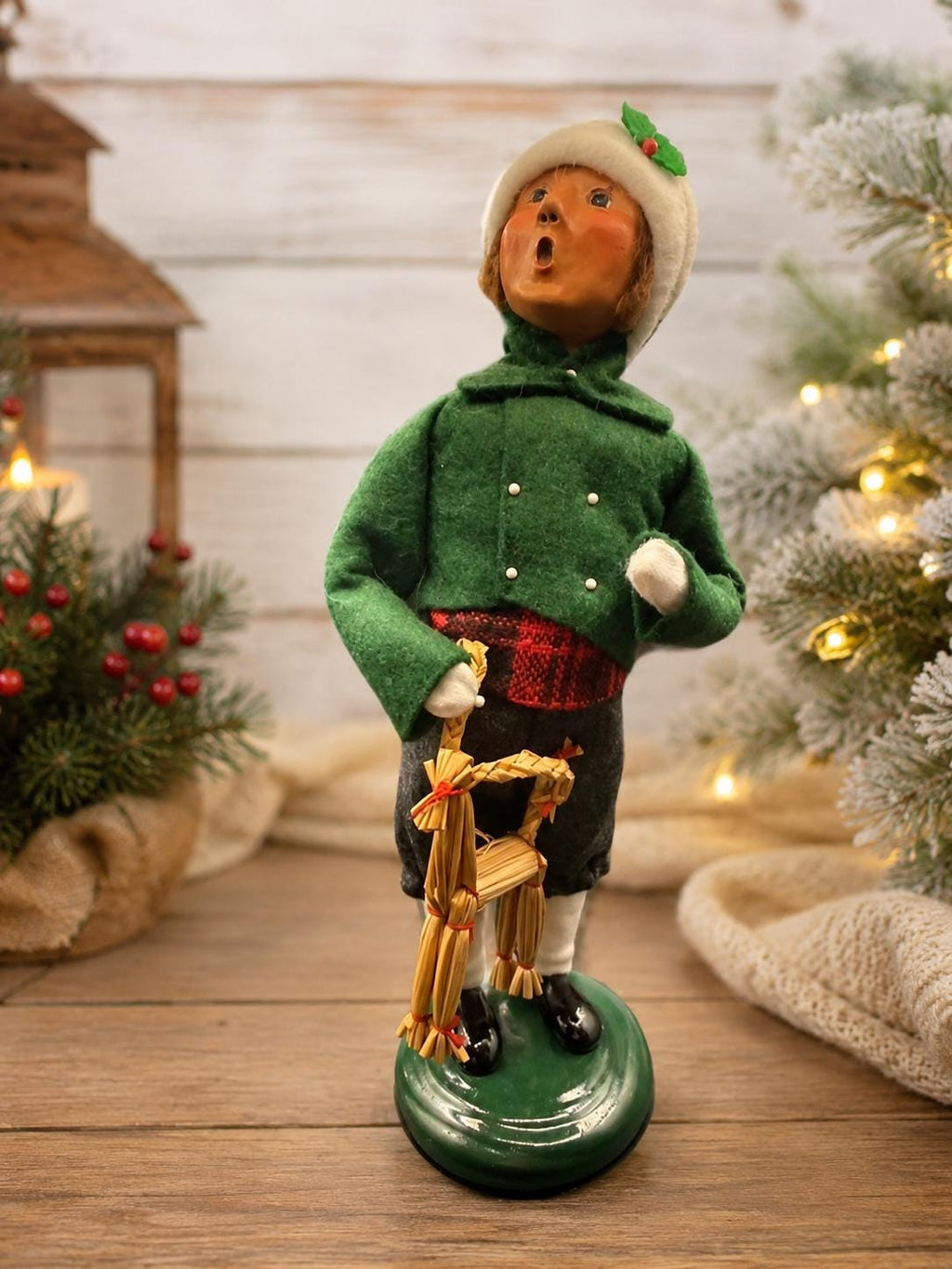 Byers Choice boy with straw horse, limited edition 51/100