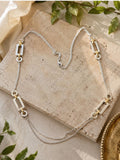 Ralph Lauren RL Two Tone 36" Station Necklace Silver Gold Tone Signed