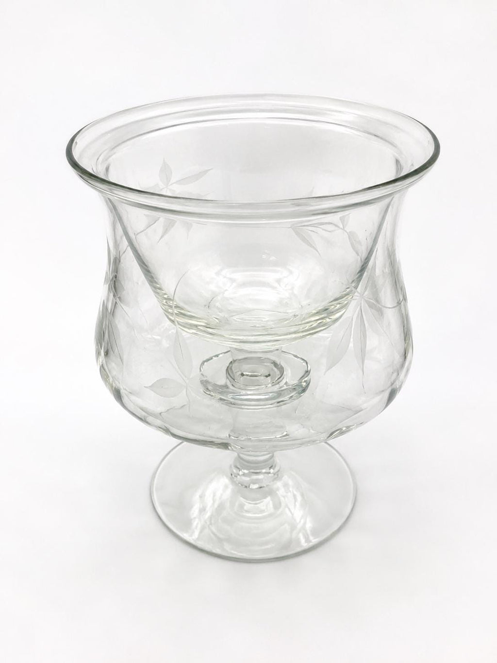 Etched Glass Shrimp Cocktail Goblets Set of 7 with Sauce Inserts | Leaf Appetizer Cups