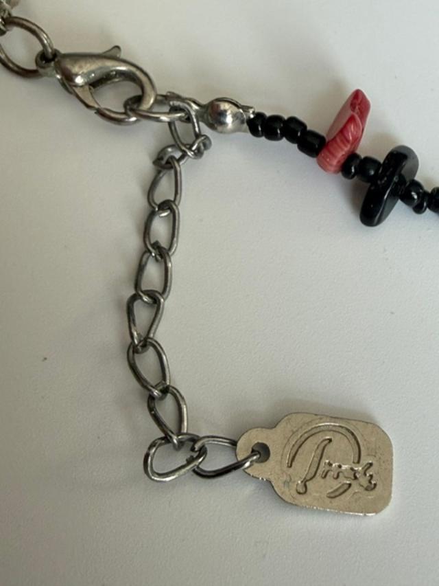 YOUSI Signed Red Black Mixed Bead Boho Statement Necklace