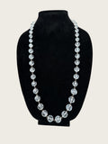 Express Clear Faceted Crystal Glass Bead Necklace 30 Inch Silver Tone Station Necklace