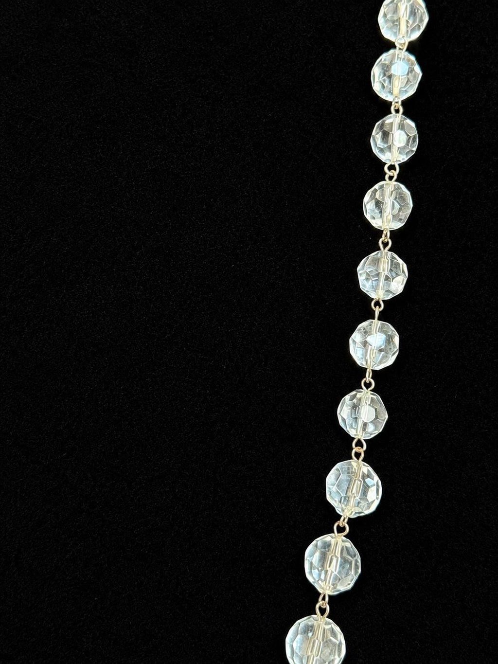 Express Clear Faceted Crystal Glass Bead Necklace 30 Inch Silver Tone Station Necklace