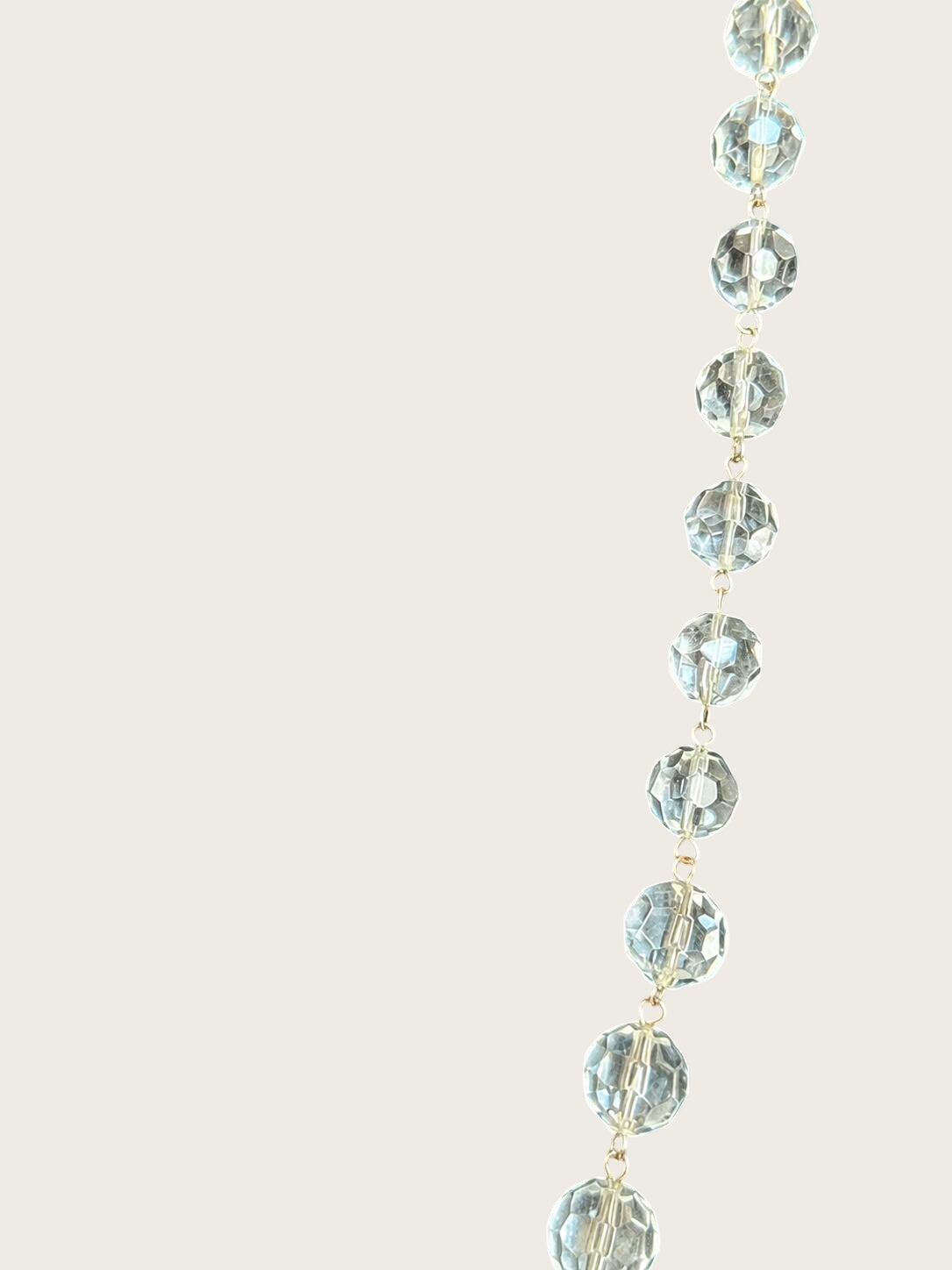 Express Clear Faceted Crystal Glass Bead Necklace 30 Inch Silver Tone Station Necklace