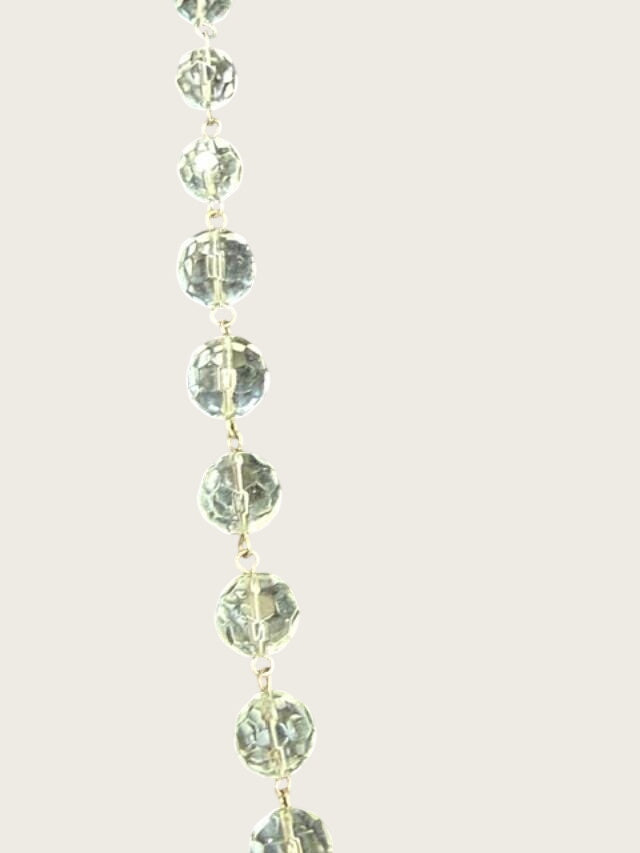 Express Clear Faceted Crystal Glass Bead Necklace 30 Inch Silver Tone Station Necklace