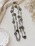 White House Black Market Smoky Gray Glass Bead Long Station Necklace 35"
