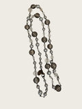 White House Black Market Smoky Gray Glass Bead Long Station Necklace 35"