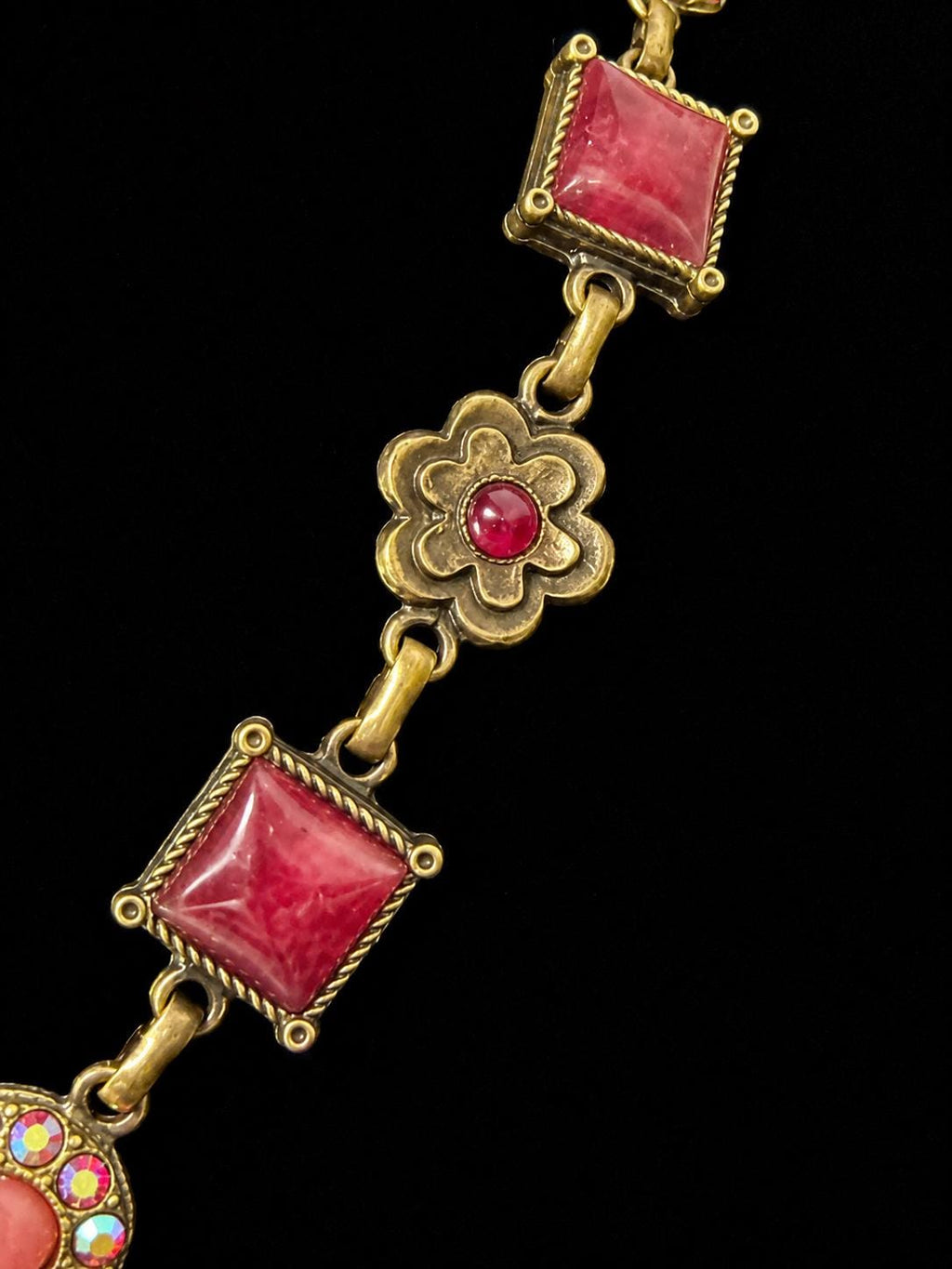 Van Galz Pink Cabochon Collar-Length Statement Necklace 17 Inch