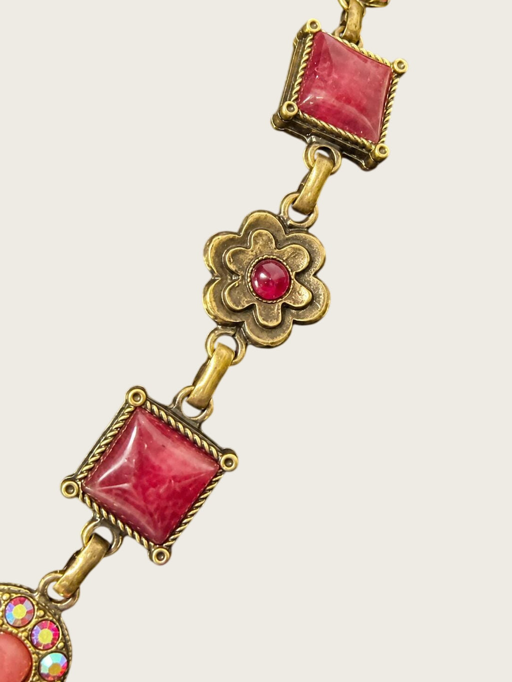 Van Galz Pink Cabochon Collar-Length Statement Necklace 17 Inch