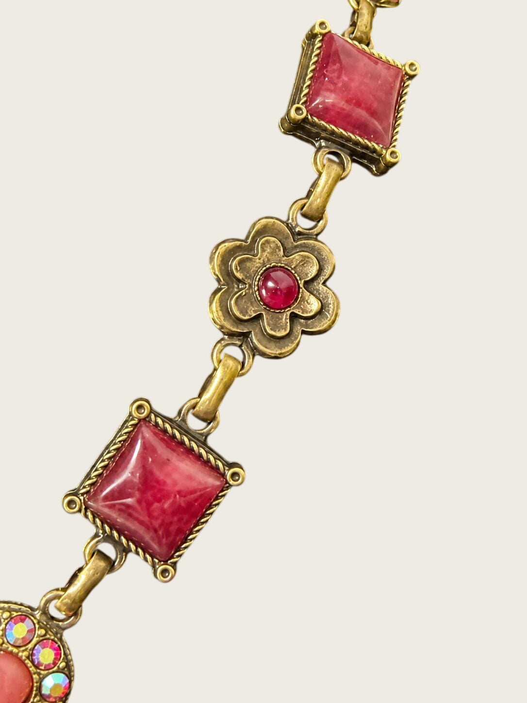 Van Galz Pink Cabochon Collar-Length Statement Necklace 17 Inch