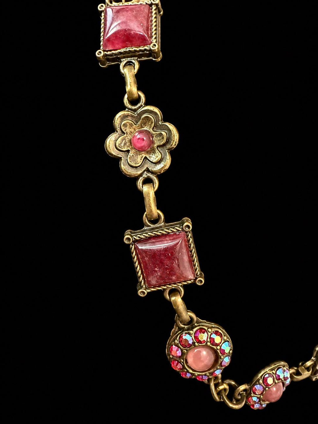Van Galz Pink Cabochon Collar-Length Statement Necklace 17 Inch
