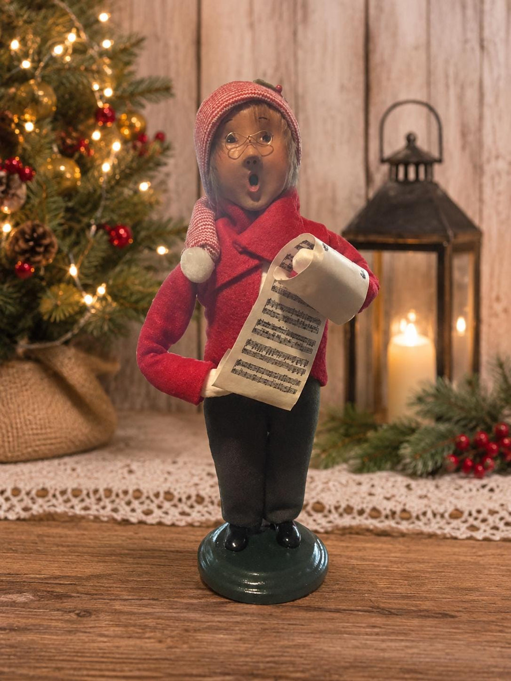 Byers Choice Caroler Traditional Boy Christmas Figurine with Sheet Music 10 Inch