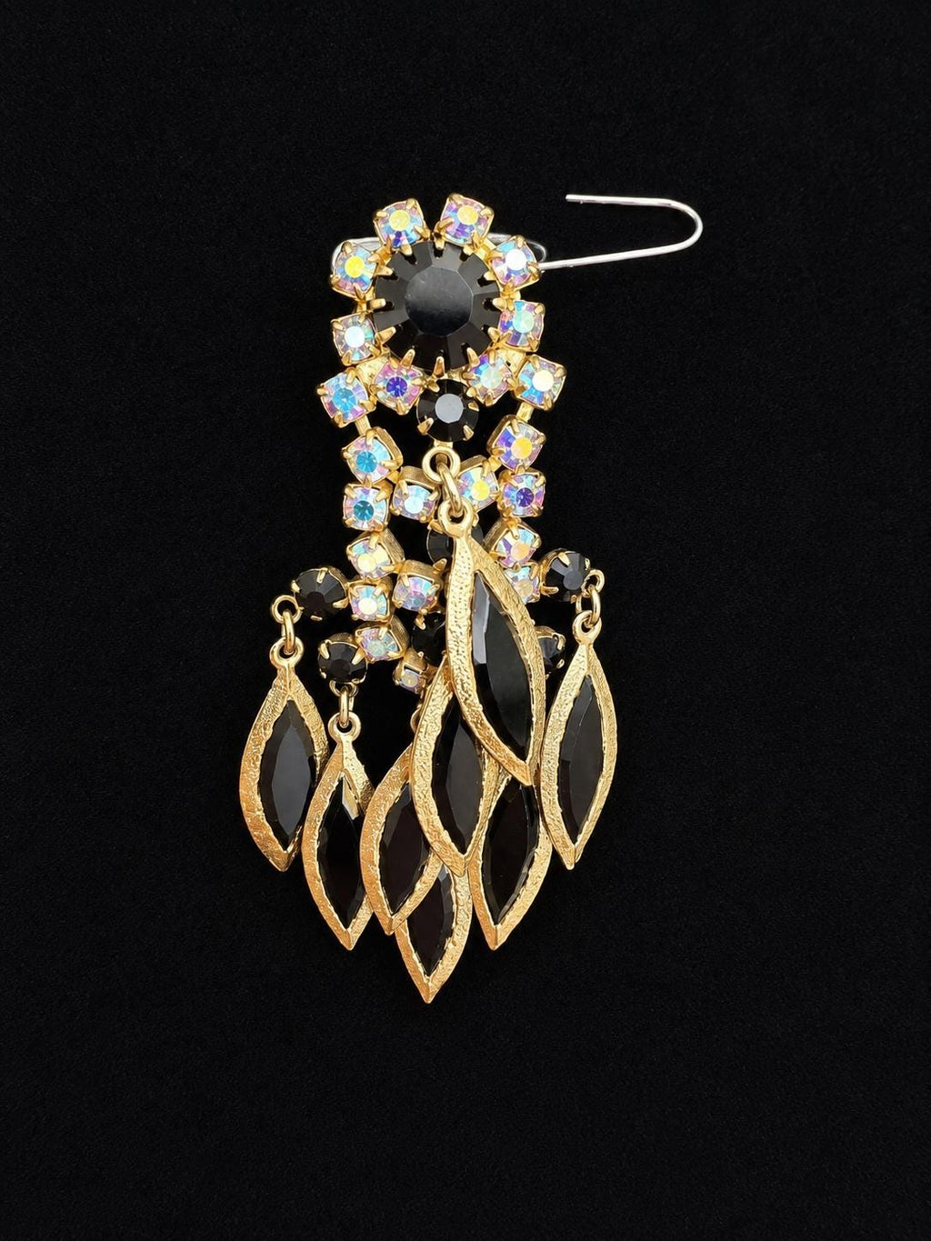 Gold-tone prong-set rhinestone / crystal necklace