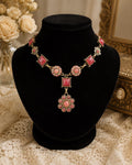 Van Galz Pink Cabochon Collar-Length Statement Necklace 17 Inch