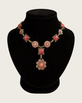 Van Galz Pink Cabochon Collar-Length Statement Necklace 17 Inch
