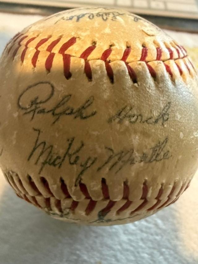 Vintage Multi-Signed Baseball | Unverified Autographs, Aged Leather, Sports Memorabilia