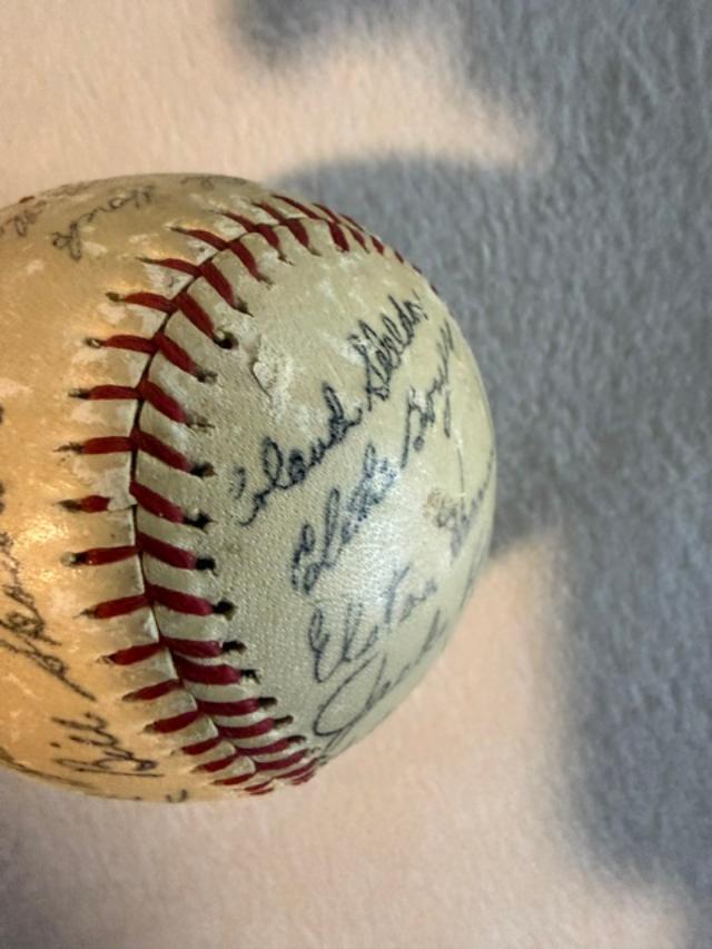 Vintage Multi-Signed Baseball | Unverified Autographs, Aged Leather, Sports Memorabilia