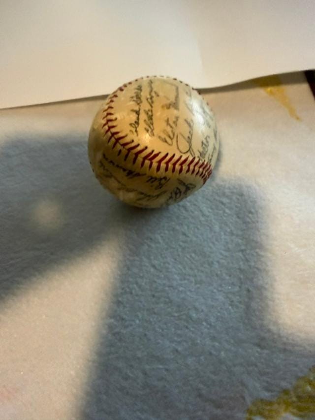 Vintage Multi-Signed Baseball | Unverified Autographs, Aged Leather, Sports Memorabilia
