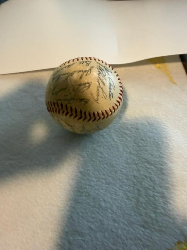 Vintage Multi-Signed Baseball | Unverified Autographs, Aged Leather, Sports Memorabilia