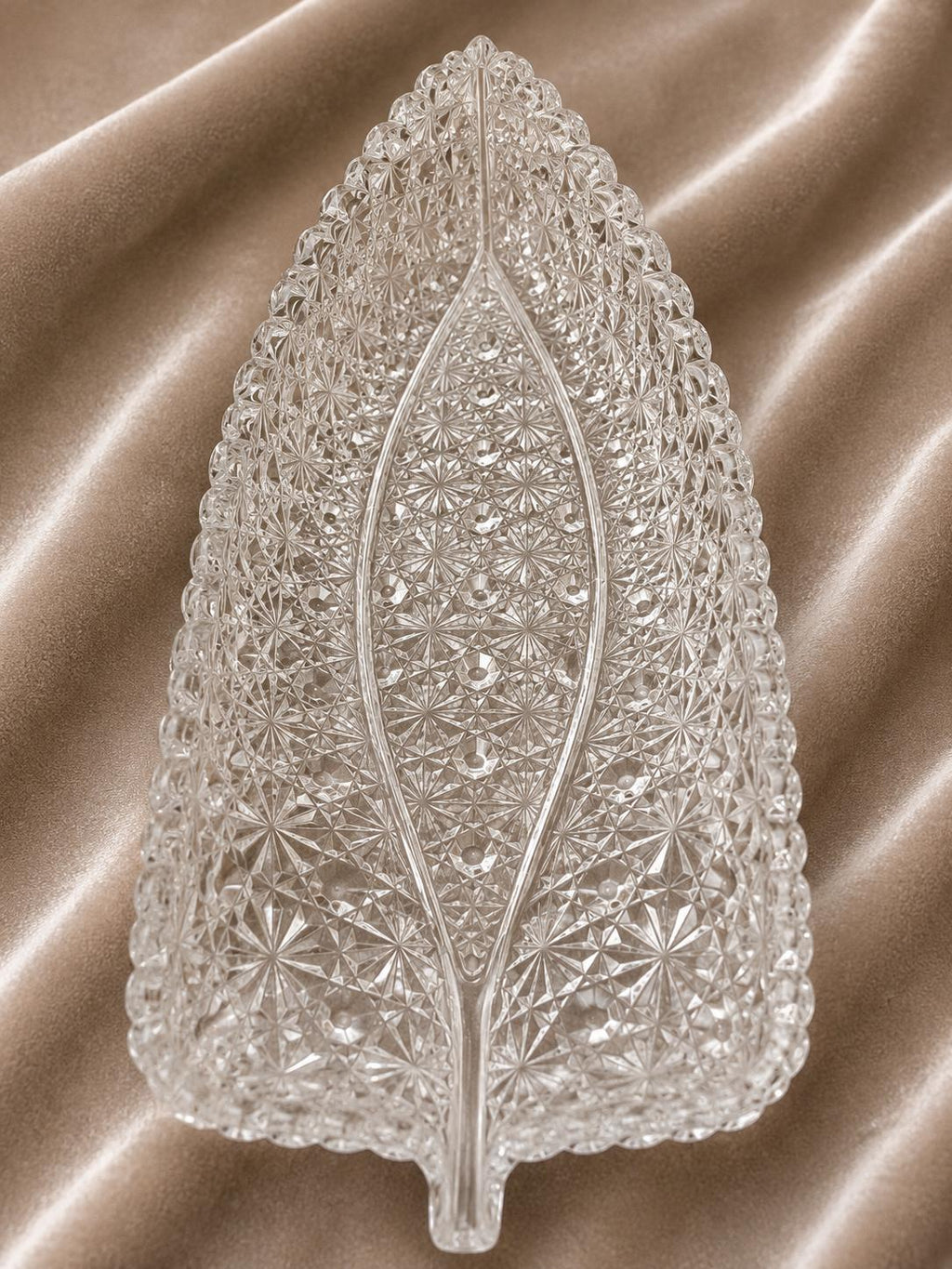 14-inch vintage pressed-glass boat-shaped serving dish.