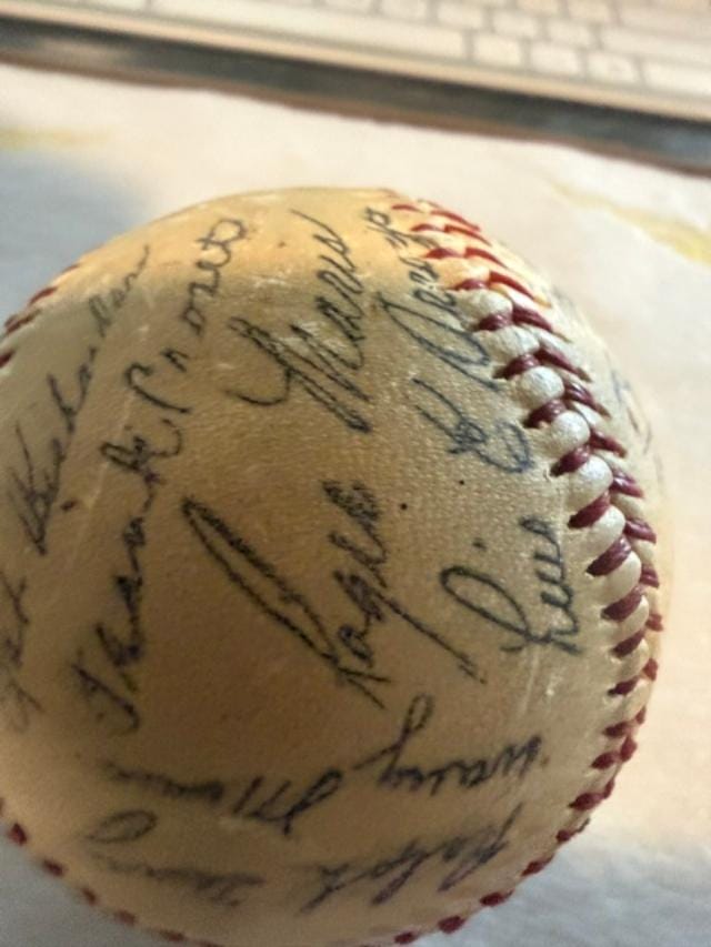 Vintage Multi-Signed Baseball | Unverified Autographs, Aged Leather, Sports Memorabilia