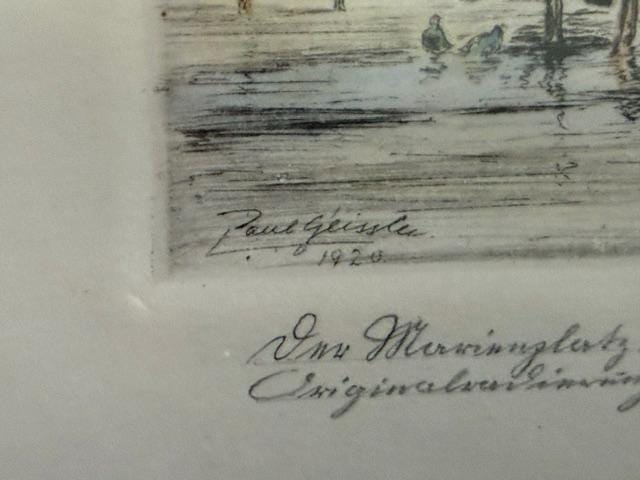 Set of 3 Paul Geissler Hand Colored Etchings Neuschwanstein Munich Zurich