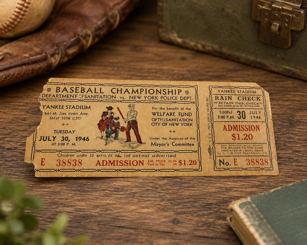 1946 Yankee Stadium NYPD vs Sanitation Baseball Championship Ticket