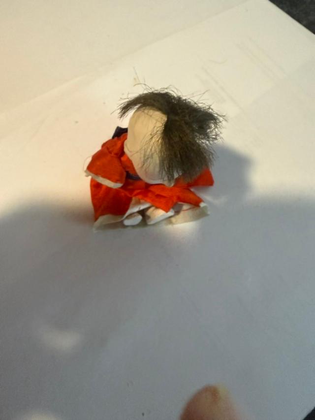 Vintage Japanese Gofun Ichimatsu Style Mini Doll Red Kimono 5 Inch
