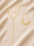 Vintage Givenchy GV9 GoldTone Leaf Necklace & Bracelet Set  1990s Designer Jewelry