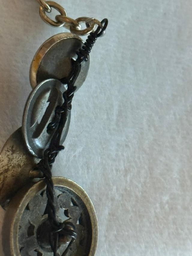 OOAK Handmade Vintage Repurposed Button Statement Necklace Mixed Metal Assemblage 21 Inch