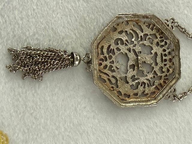 Vintage Lisner Lion Phoenix Heraldic Medallion Tassel Necklace