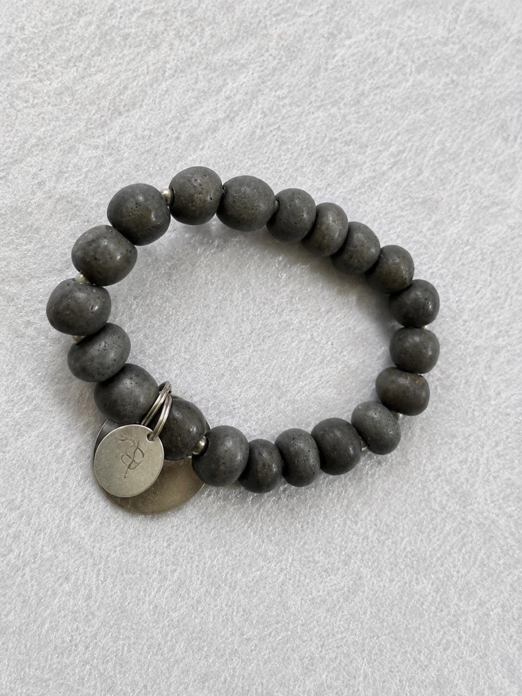 Saint Laurent YSL Bead Bracelet  Monogram Charm, Namaste Pendant, Stretch Cord