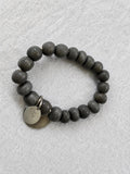 Saint Laurent YSL Bead Bracelet  Monogram Charm, Namaste Pendant, Stretch Cord